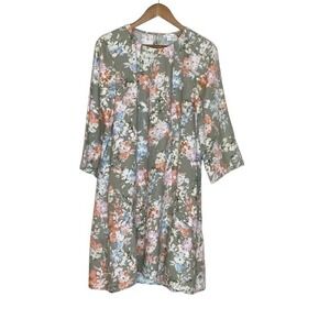 J Jill Love Linen Womens Floral Linen Dress Size M Cottagecore Bloomcore Pockets